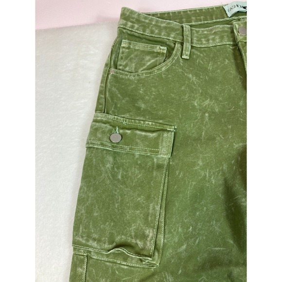 Fashion Nova Women's Junior Size 11 Green Cargo Jeans Hip Hop Skater Wide Leg - Picture 8 of 16